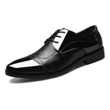 Zapatos De Vestir Caballero Charol Negro Casual Cuero Formal