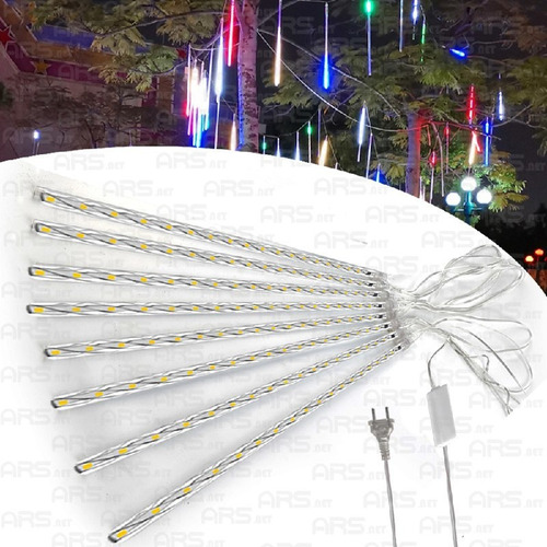 Meteoro Cascata 8 Tubo Led Bastão Chuva Gelo Luz Natal Pisca