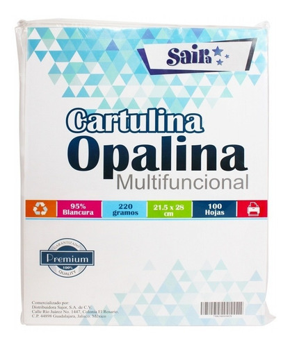 Papel Opalina Cartulina Blanca Carta 220 Gr 100 Hoja Premium