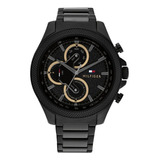 Reloj Tommy Hilfiger Th1792081 Hombre Acero Multifuncion Color De La Malla Negro Color Del Bisel Negro Color Del Fondo Negro