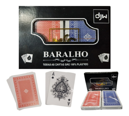 Baralho Duplo 100% Plástico 108 Cartas + Estojo