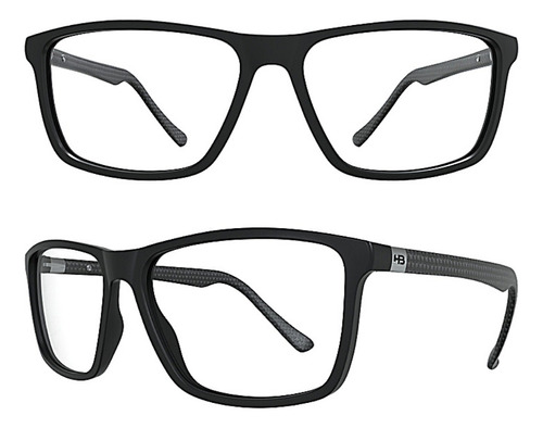 Óculos Armação Grau Hb 0367 Matte Black Print Carbon Fiber