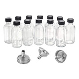 . 12 Botellas Pequeñas De Vidrio Transparente De 2 Onzas