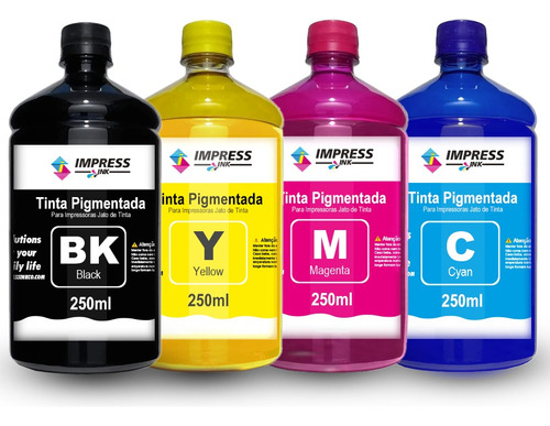 Kit 4x 250ml Tinta Pigmentada Para Hp 8600 8610 256dw