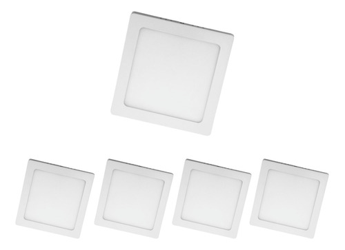 Panel Plafón Aplicar Led 18w Cuadrado Blanco Frío Pack X5