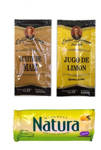 Combo: Mayonesa Limón Aceite Sal Sobres Individuales X100 