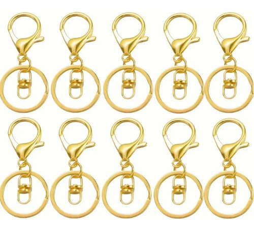 100 Fecho Mosquetão Pra Chaveiro Personalizado Dourada Prata