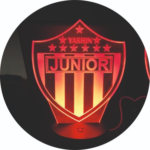 Escudo Junior De Barranquilla 9 Estrellas Lampara Led Negra