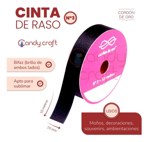 Cinta Raso N3 - 1,5cm - Cordon De Oro X 10 Metros - Stock