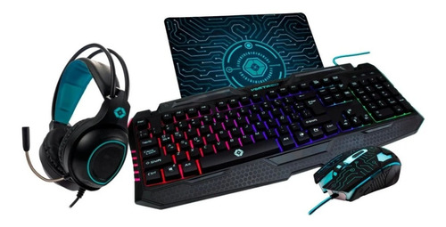 Kit Gamer 4 En 1 Audio 7.1 Led Rgb Mouse 6 Botones Vortred Color Del Mouse Negro Color Del Teclado Negro