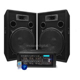 Combo Consola 6 Canales 150w Bluetooth + 2 Bafles 15''