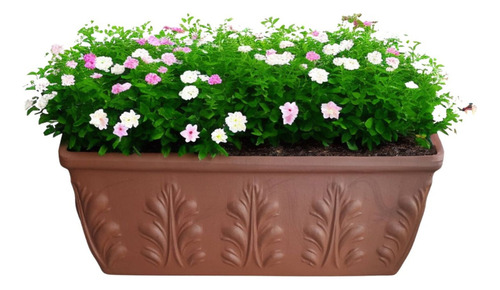 Jardinera Rectangular Romana Terracota Relieve 52cm Deroma