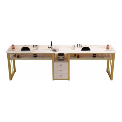 Mesa De Manicura Con Cajón Mármol 180 Cm Elegante Para Salón | Meses sin interés