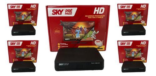 Kit 05 Receptor Sky Pré Pago Hd + Revenda Barato Promoção