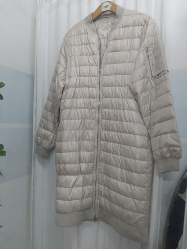 Campera Larga/tapado /tipo Puffer /beige/s/zara Basic