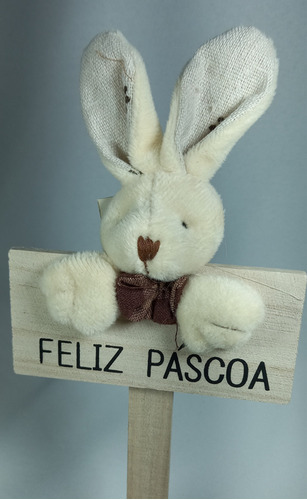 Placa Decorativa Feliz Páscoa Com Coelho Em Tecido