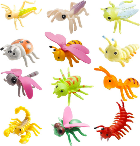 12 Pcs Insectos De Plástico Realistas Figuras Figuras De Ins