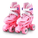 Patines 4 Rueda Ajustable Para Niña Rosado