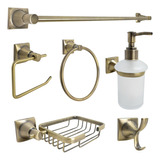 Juego De Accesorios Para Baño 6 Pzs Completo Dorado Elegante