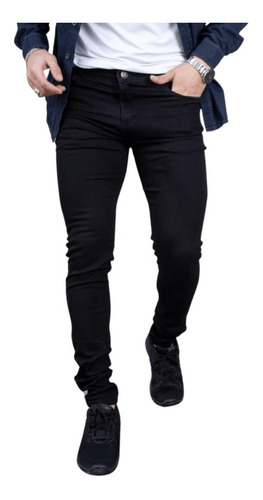 Jean Chupin Azul Oscuro Hombre Elastizado Pantalon Premium