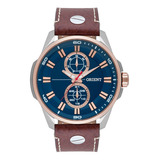 Relógio Orient Masculino Mtscm004 D1mb Marrom Azul Aço