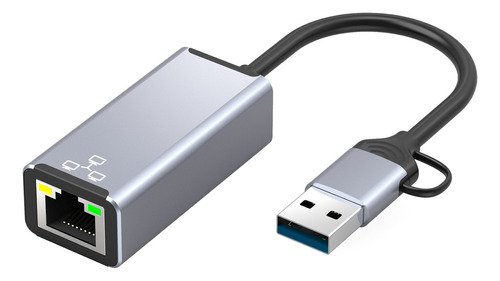 Adaptador De Rede Usb A/usb C Com Conector Duplo Usb Rj45 Et