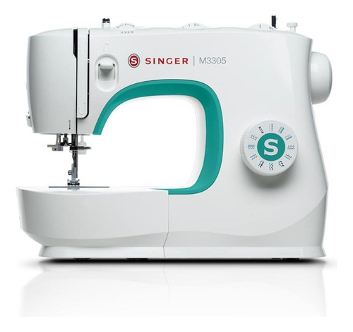 Máquina De Coser Recta Singer M3305 Portable Blanca Y Verde Color Blanco/verde