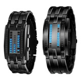 2 Unids Reloj Binario Estilo De Pareja Con Led Impermeable