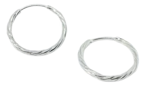 Aros Argolla Cubanos Facetados  15 Mm De Plata 925