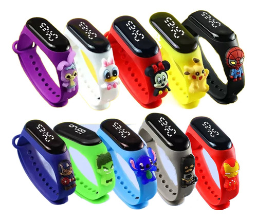 X 100pzs Reloj Infantil Led Pulsera Dibujos Animados Regalo