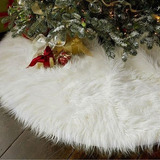 Saia P/ Arvore De Natal Pelúcia Pelo Alto 7cm Branco 90cm