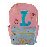 Mochila Polinesios Love Me  Color Rosa Pastel Juvenil Bolsa Portalap