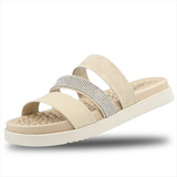 Sandália Feminina Papete Flat Birken Gigil Brilho Strass