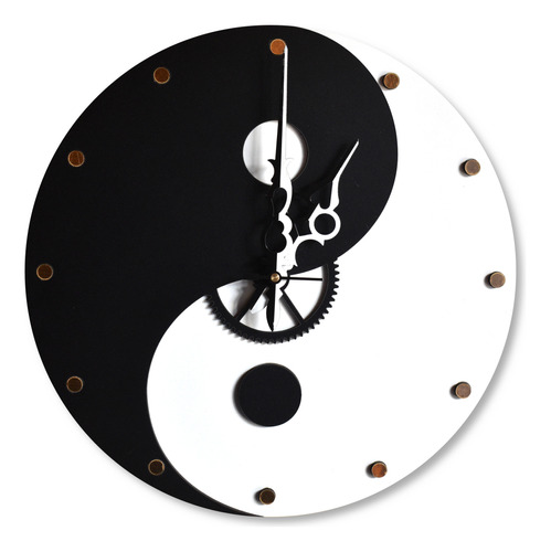 Reloj Pared Madera 30 Cm Artesanal Ying Yang