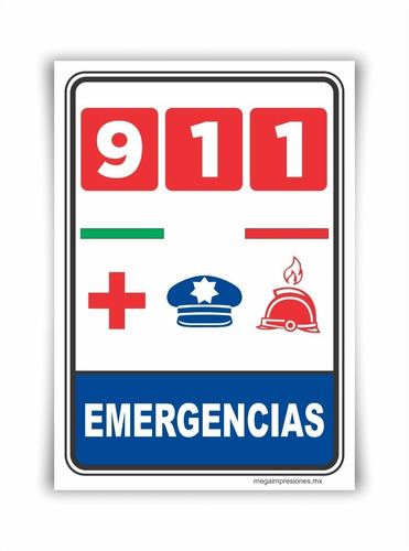 Señalamiento Letrero 911 Emergencias 20x25