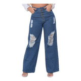 Calça Feminina Cintura Alta Jeans Wid Leg  Pantalona Premium