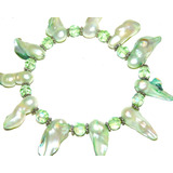 Pulsera Perla Cultivada Diente 20 Mm Verde