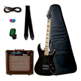 Guitarra Strinberg Sgs250 Sgs-250 Tbk Kit Amp Luxo Oferta