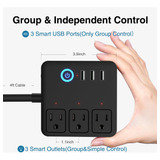 Control De Voz Smart Power Strip Home Con 3 Puertos Usb 3.1