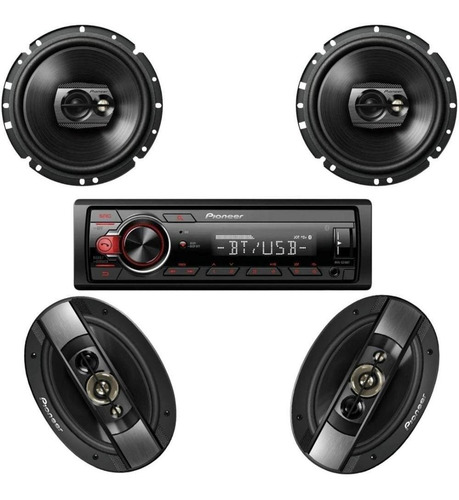 Kit Radio Mvh-s218bt +ts-1790br 6'' +pioneer Ts-6990br 6x9''