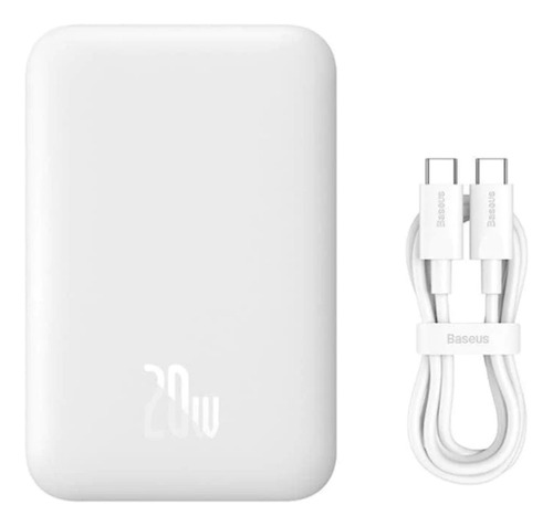 Carregador Portátil Indução Baseus Magsafe Branco 20w6000mah