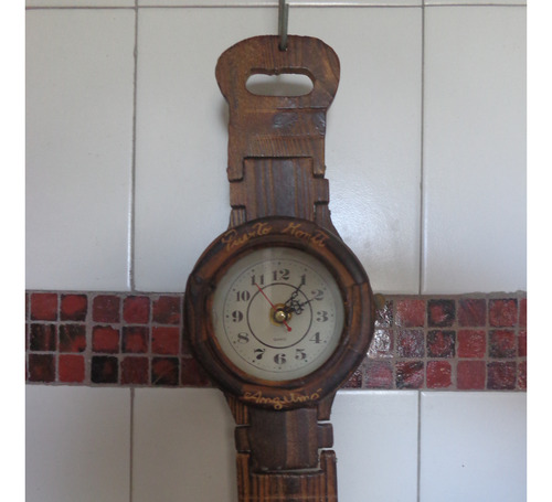 Reloj Madera De Mesa O Pared Artesanal Recuerdo P Mont/chile