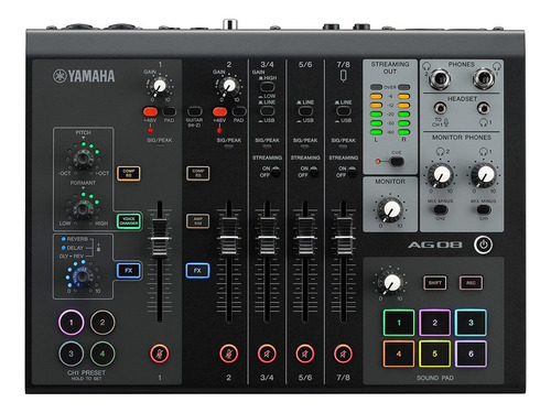 Consola Yamaha Ag08b Streaming 8 Canales Audio Dsp Usb