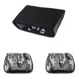 Kit Capa Antipoeira Ps4 Fat + 2 Cases Controle Ps4 Camuflado