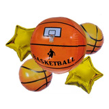 Bouquet 5globos Baloncesto Basketball 45cm 3d+4metalizados