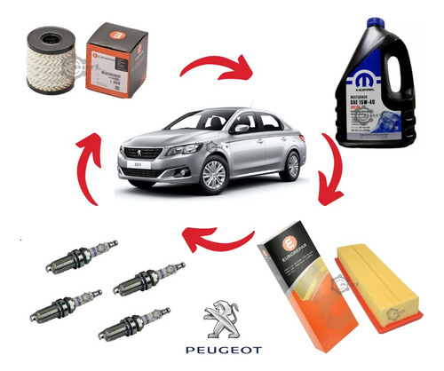 Kit Afinación Peugeot 301 Gasolina 1.6l C/aceite 15w40 13-19