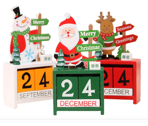 Calendario Adorno Navideño Madera Escritorio Hogar + Regalo