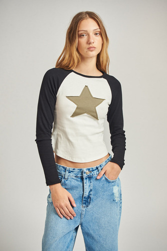 Remera Star De Algodon Manga Larga Mujer 47 Street