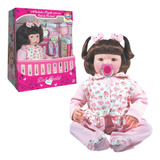 Boneca Infantil Grande Bebe Reborn Articulada Vinil Menina