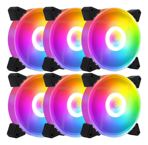 Kit 6 Cooler Fan Rgb Led Silencioso 120mm Gabinete Pc Gamer